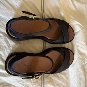 Rothy's Black Sandals with Gold Buckle